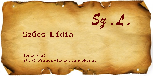 Szűcs Lídia névjegykártya